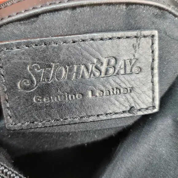 St. John’s Bay Black Leather Hobo Shoulder Bag Satchel Work Office Purse FLAWED - Picture 10 of 16